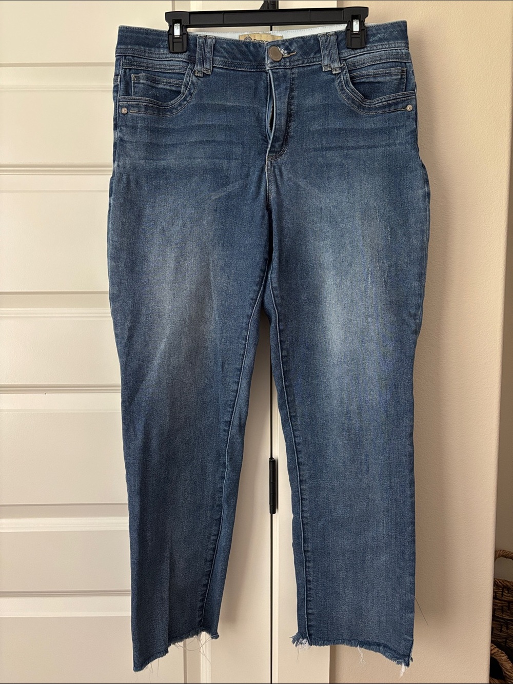 Democracy Ab Technology Women's Blue Denim Jeans with Frayed Hem